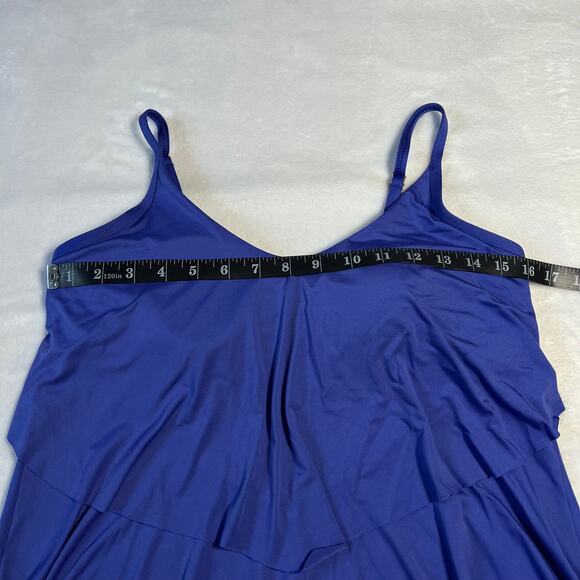 Soma Sleeveless Tiered Layered Handkerchief Hem Tankini Size 10 Vacation Resort - Picture 7 of 9